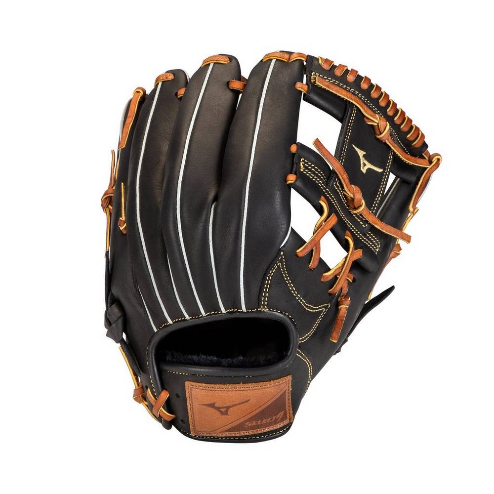 Panske Rukavice Mizuno Select 9 Infield 11.25" Baseball Čierne/Hnede Vypredaj NYVM23071